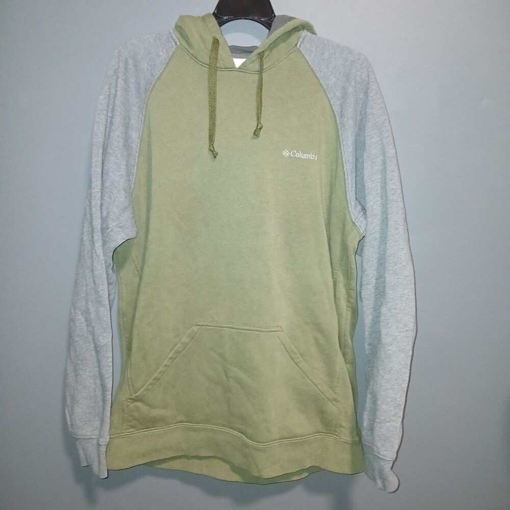 Men's Columbia Pullover Hooded Sweatshirt Large Green Gray Hoodie - Picture 1 of 6